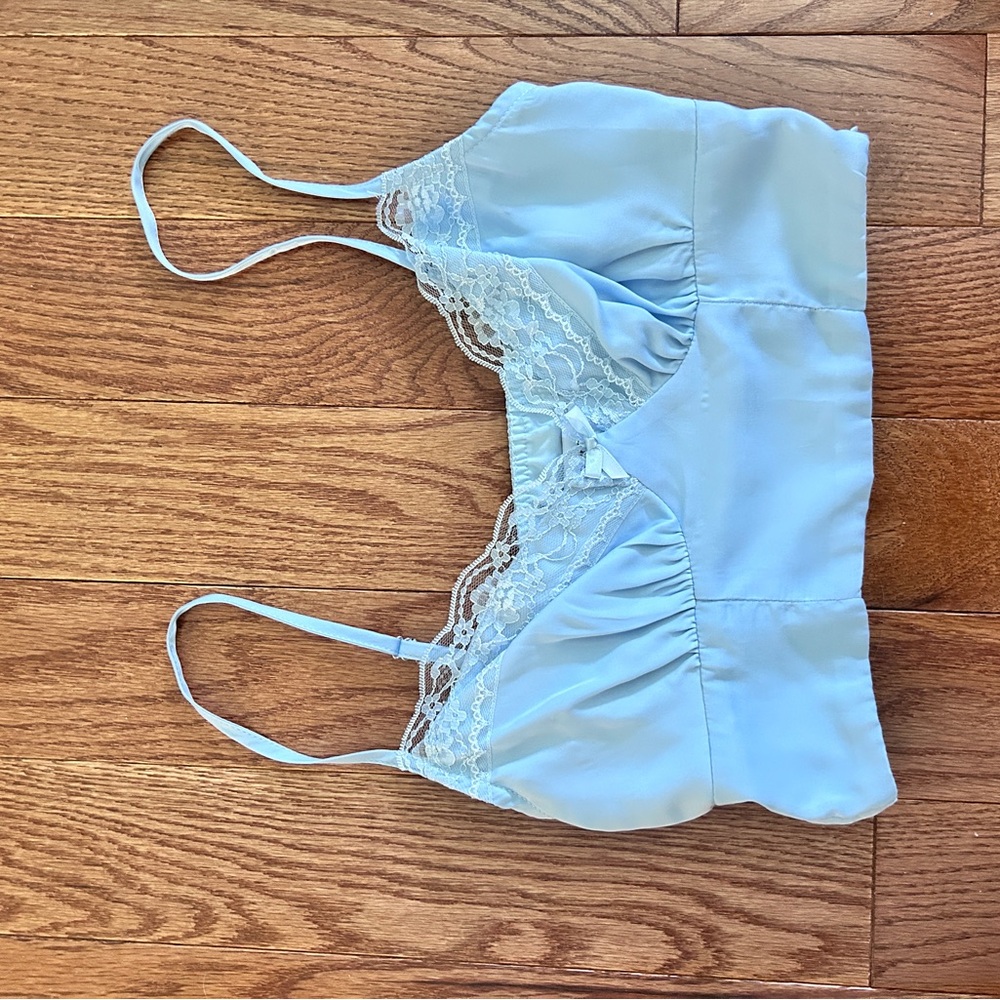 Princess Polly Old School Love Crop Top Blue